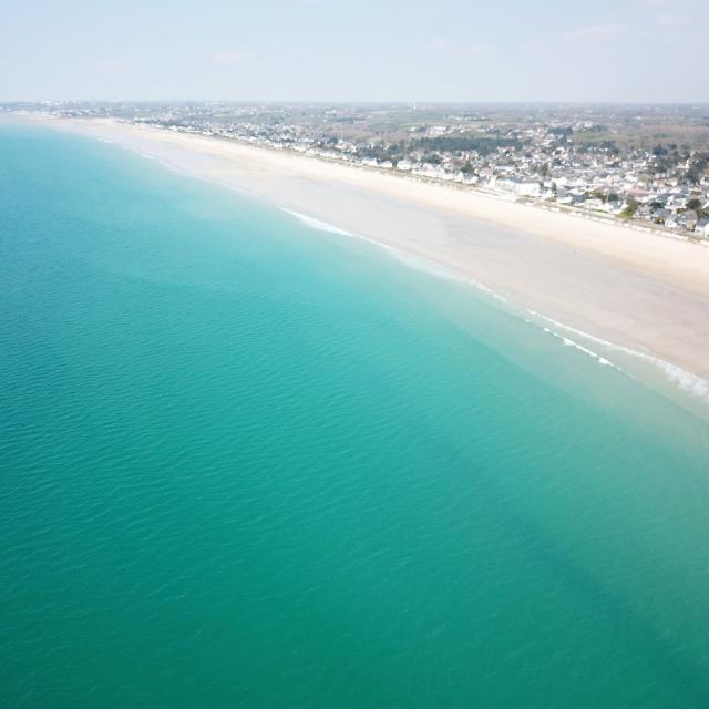 Jullouville beach and the turquoise waters of the sea