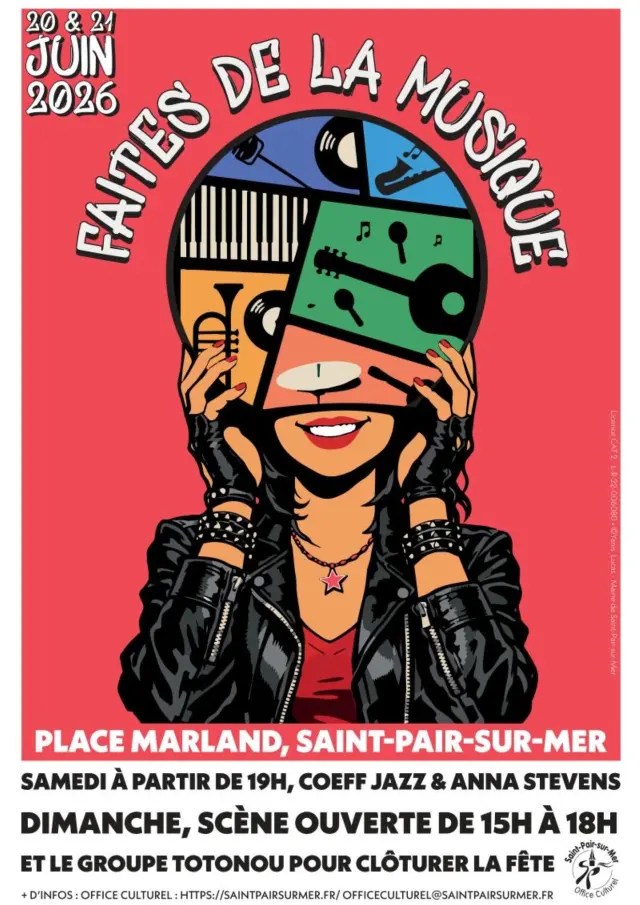 Affiche 2026 de la Fête de la musique à Saint-Pair-sur-Mer